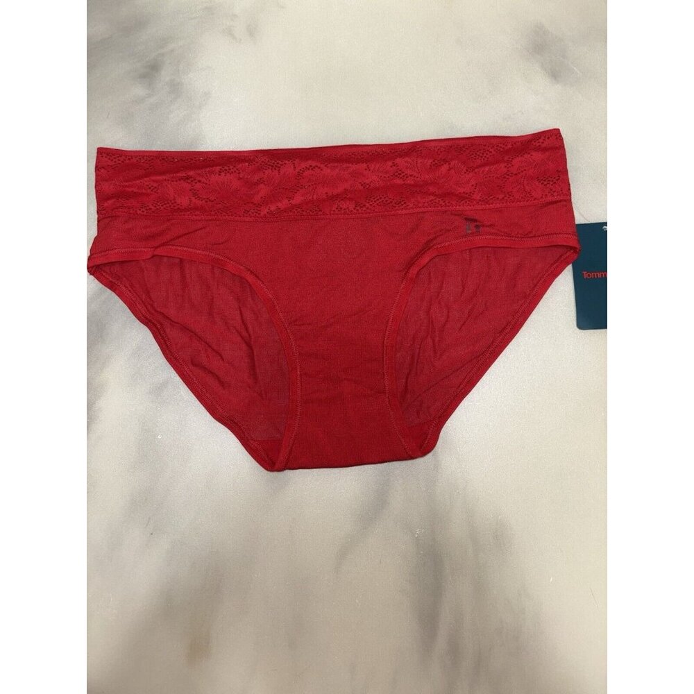 TOMMY JOHN Cool Cotton Haute Red Lace Waistband Cheeky Panty Womens Sz XS - Picture 4 of 10